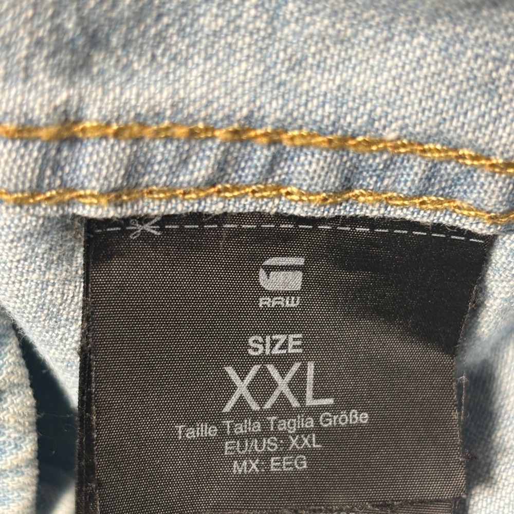 G-Star Raw Denim Vest Mens XXL Blue Distressed Wolker Shirt D00435 - Picture 3 of 15